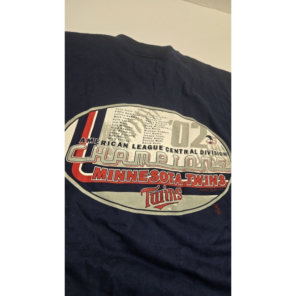 Vintage 2002 Minnesota Twins AL Central Champions T-Shirt XL Roster David Ortiz